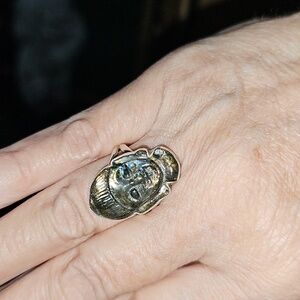 New Sterling Silver Labradorite Buddha Ring Size 8.5